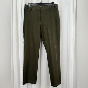 Talbots Curvy Fit Pants Size 12 Olive Green Career 27” Inseam